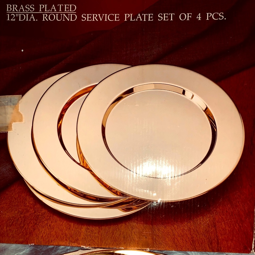 ✨Set of 4 Lenox 12” Brass plated Round Plates✨